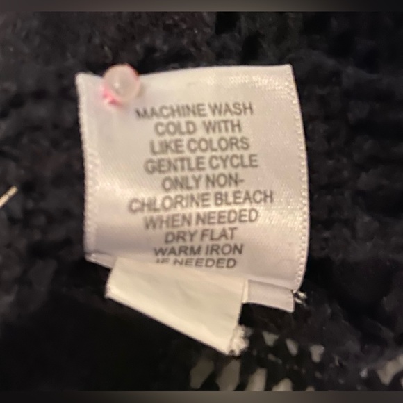 Elle Sz-M Black Cardigan/Shrug- Open Knit Stitching Around Edge/Hem, 3/4 Sleeves - Picture 11 of 16